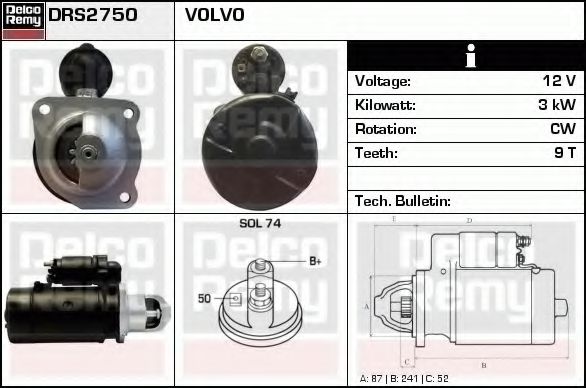 DELCO REMY DRS2750